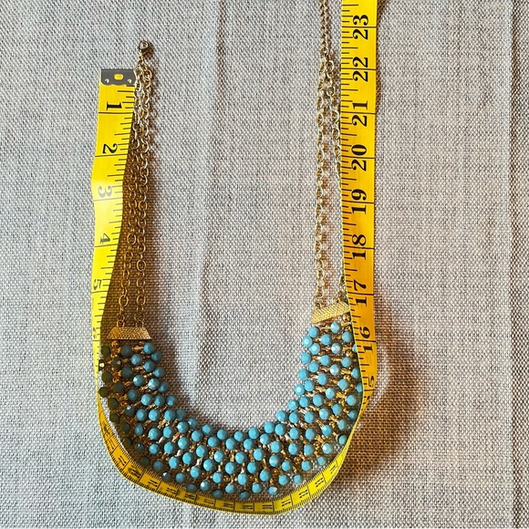 Egyptian Revival Bib Collar Necklace Opaque Bluish/Green Stone Pin Cushion - Picture 8 of 16
